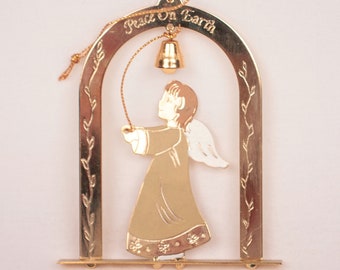 Vintage Messing Engel Ornament / / Frieden auf Erden