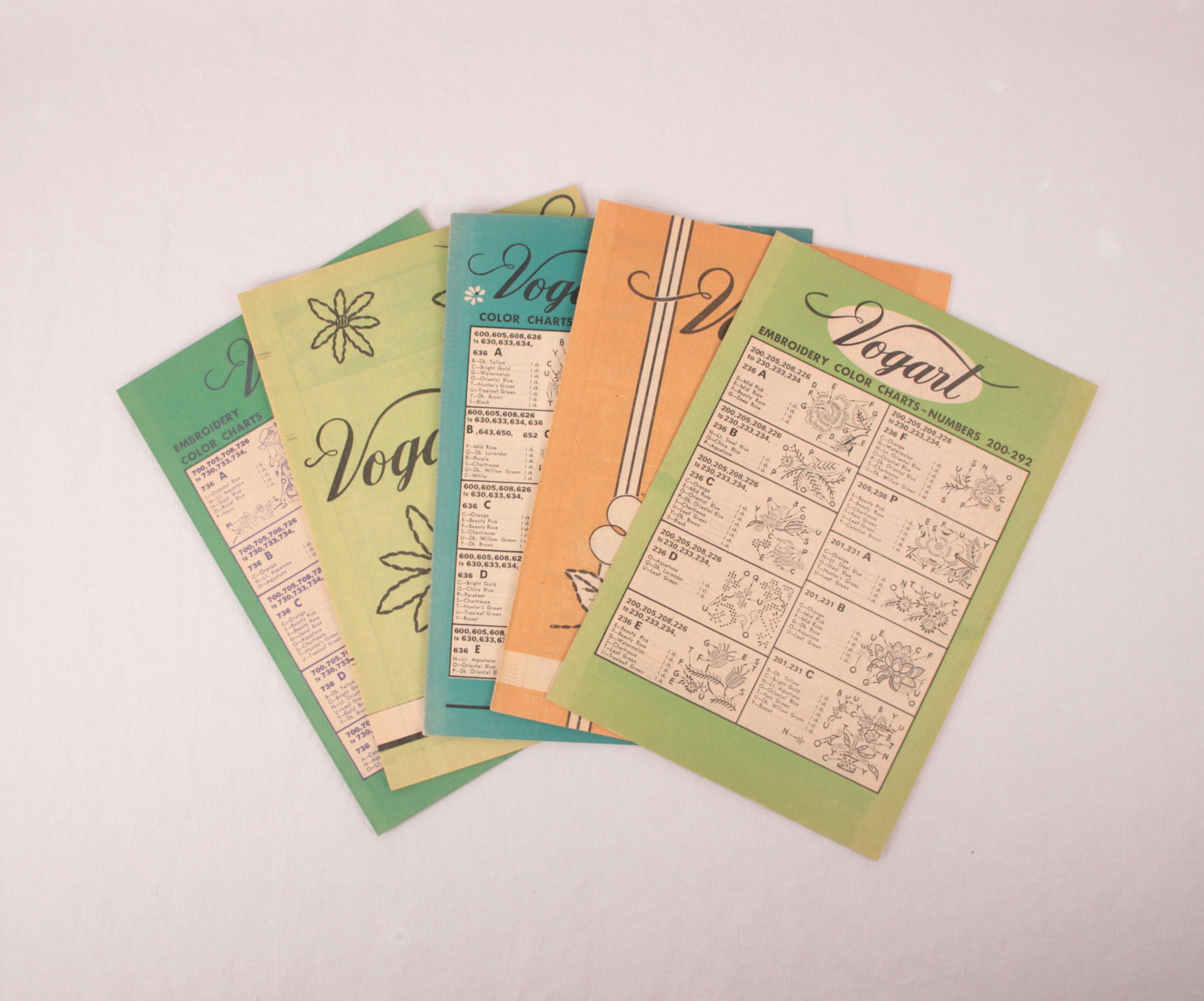 5 piezas de lote Volórtelos de la carta de colores de Vogart // 200 300 500 600 700