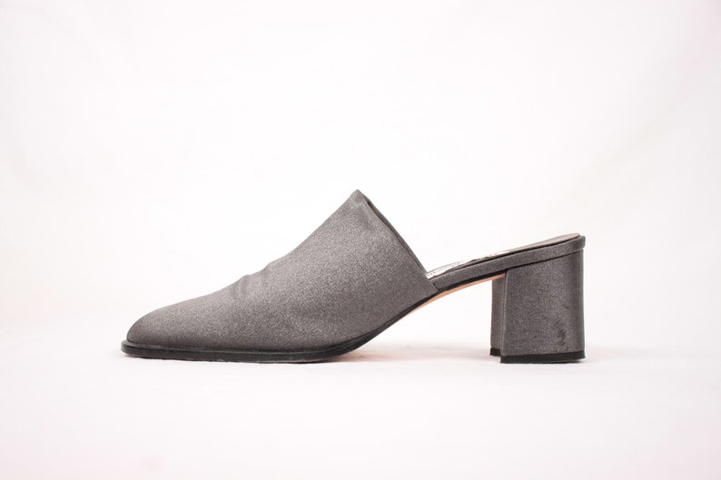 Nieman Marcus metallic graphite mules // sz 9.5AA image 1