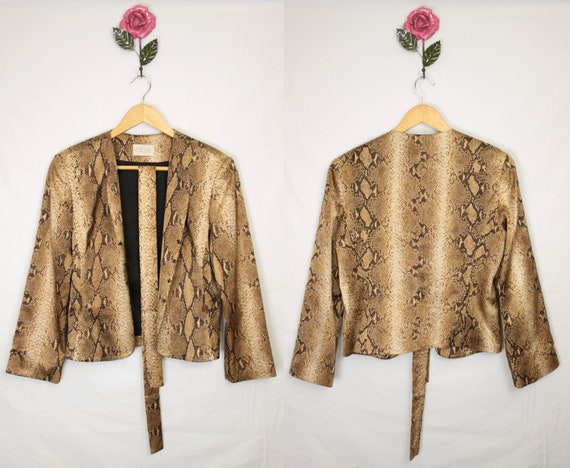 Y2K Cache jacket // satin snake print // tie waist - image 8