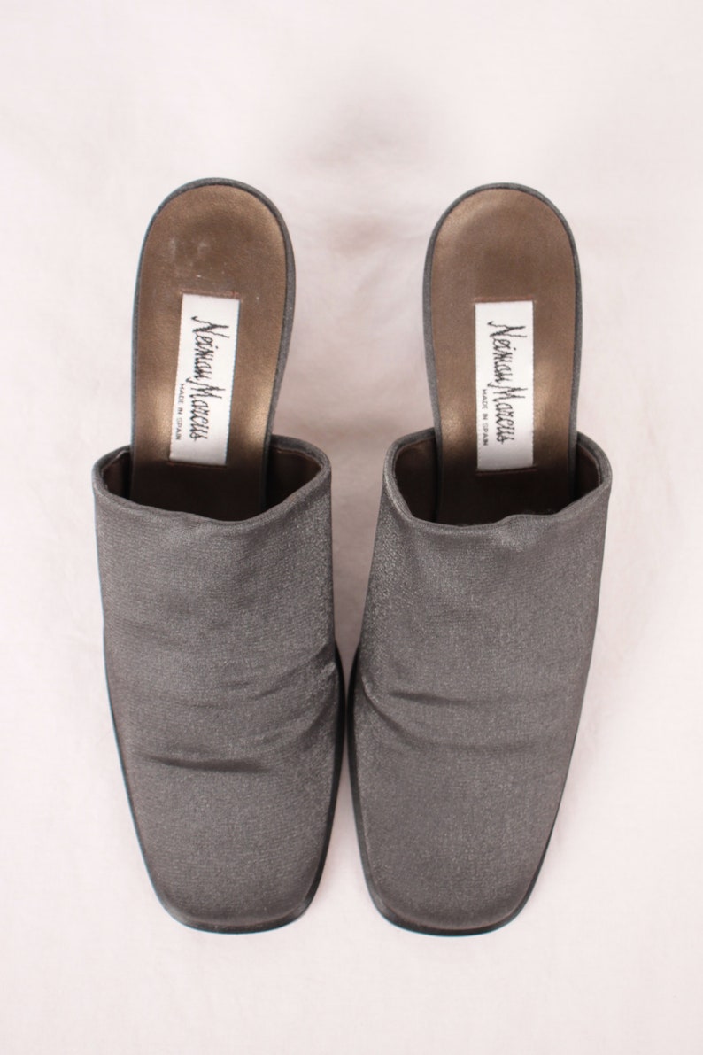 Nieman Marcus metallic graphite mules // sz 9.5AA image 3