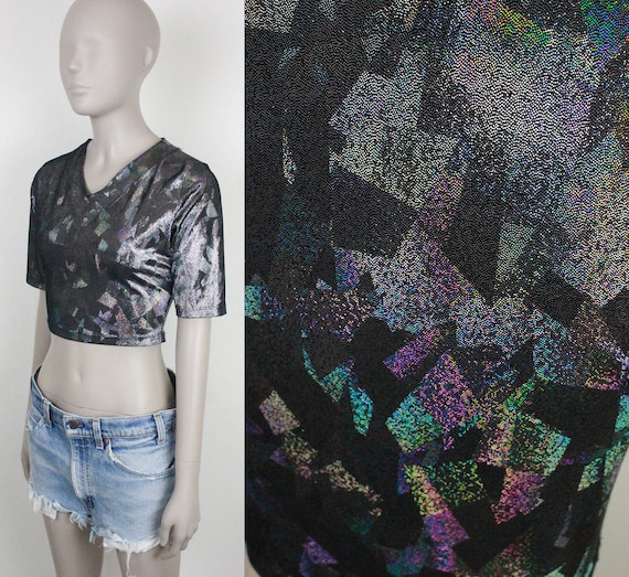 Y2K iridescent spandex top // Class Act