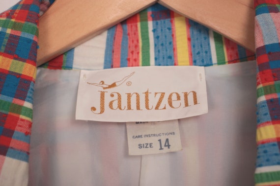 70s Jantzen seersucker blazer // wide collar // t… - image 10