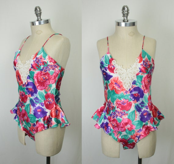 80s 90s floral teddy // Nordstrom Lingerie - image 3