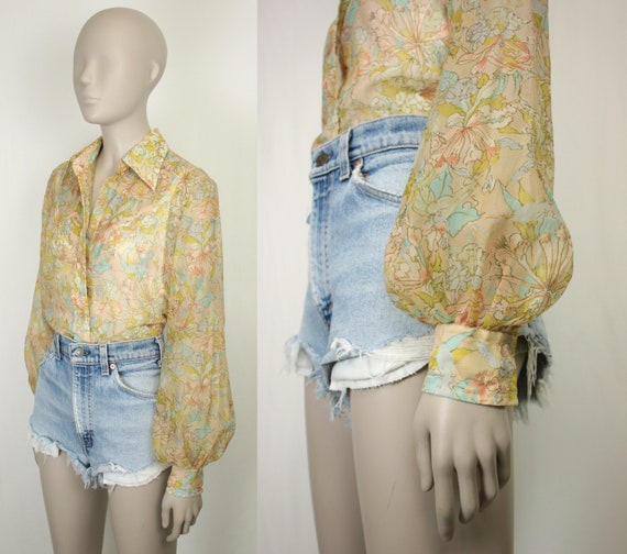 70s sheer floral shirt // Lady Manhattan // bishop