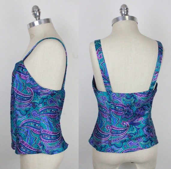 vtg paisley camisole // nightie top // cut out bu… - image 5