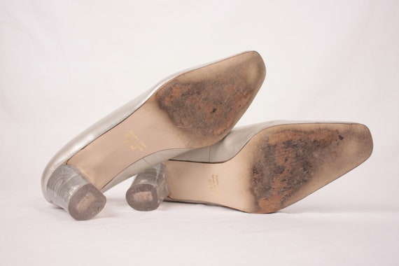 80s acrylic and pearl heels // high vamp // silve… - image 9