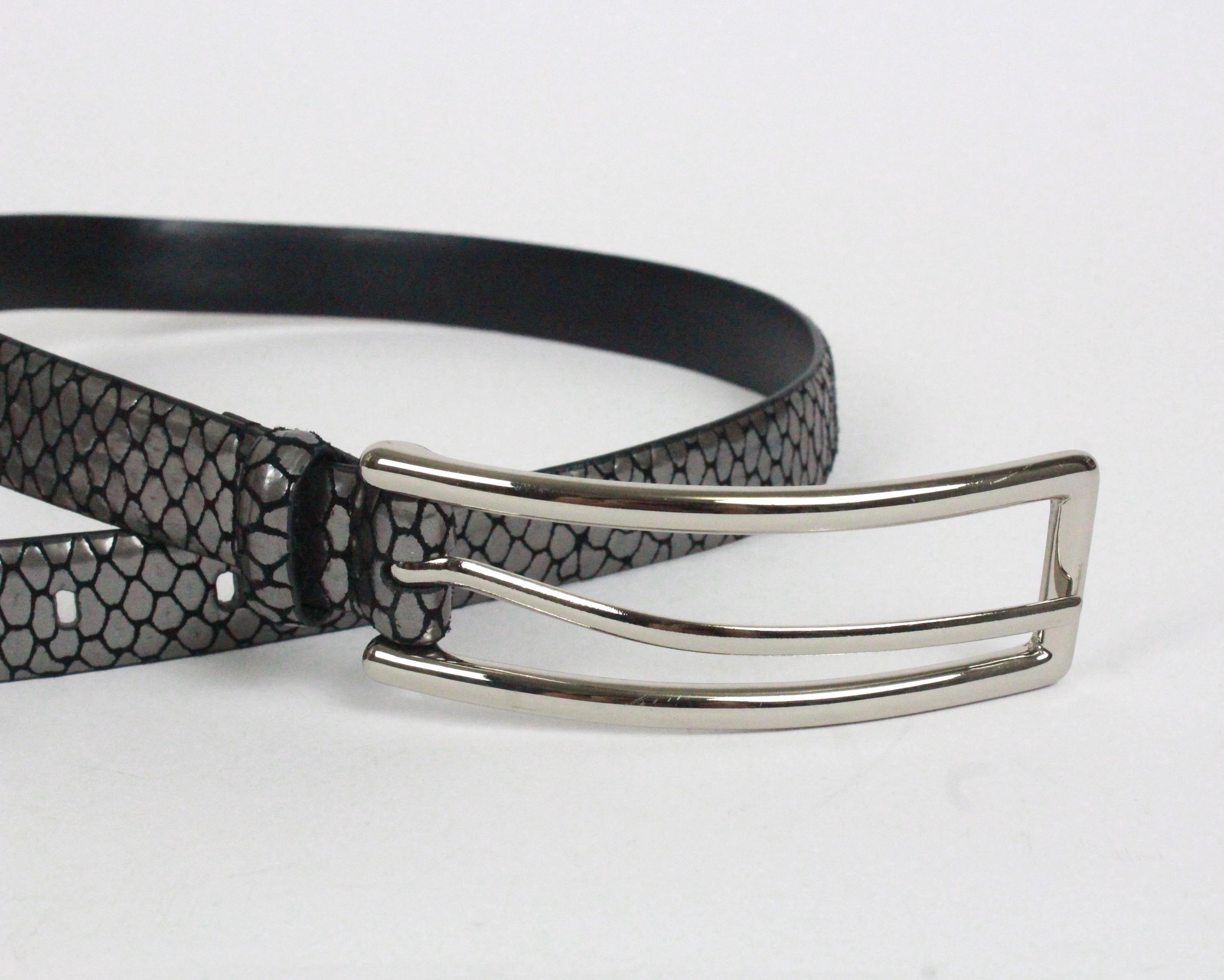Vintage WCM New York Leather Belt // Silver Snake Look - Etsy display picture 2