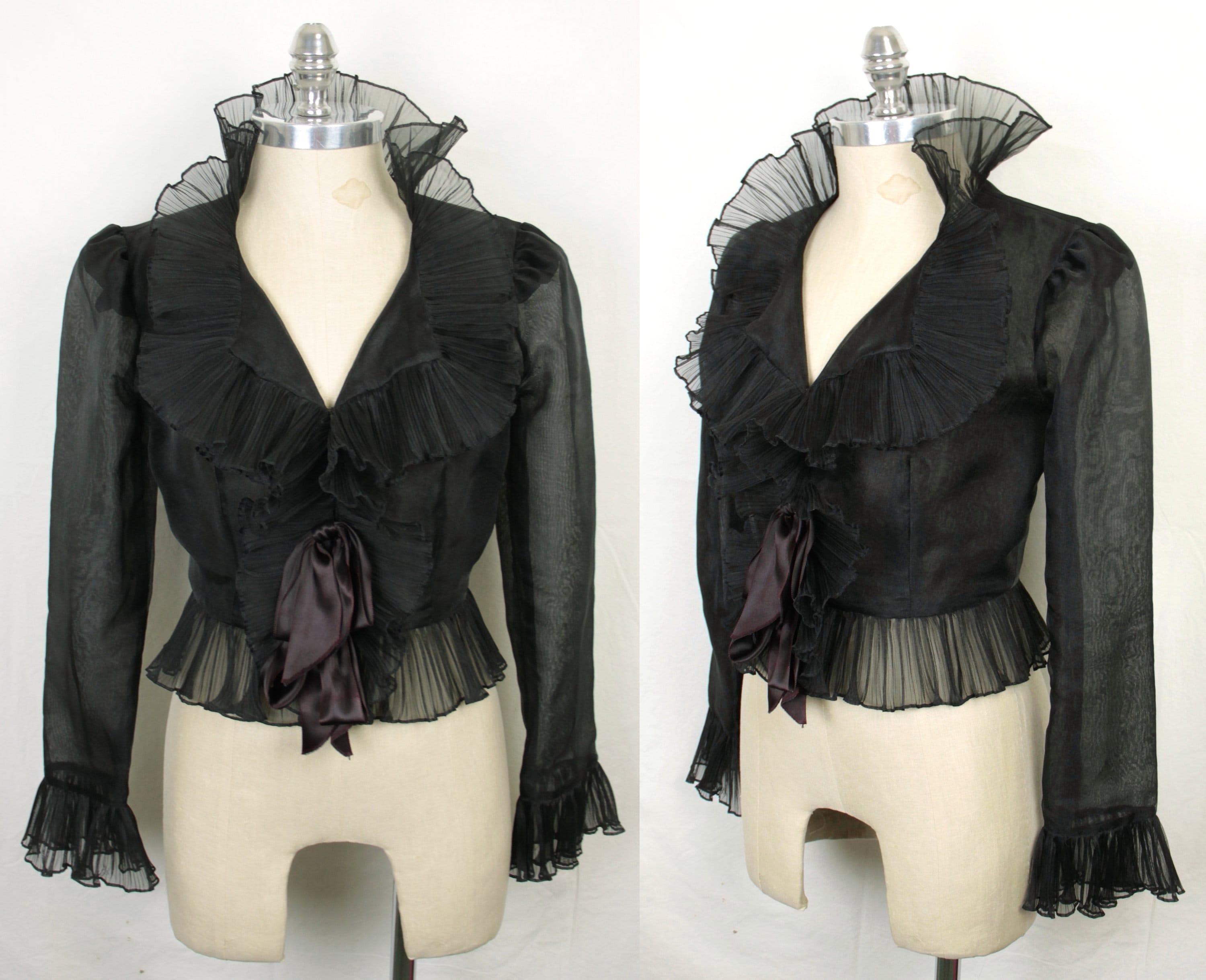 vintage organza jacket // crystal pleats // bows