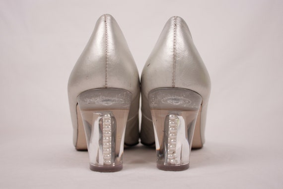 80s acrylic and pearl heels // high vamp // silve… - image 6