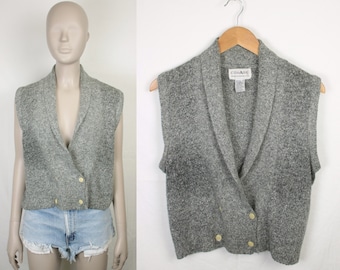 80s sweater vest // silk angora blend // mother of pearl buttons