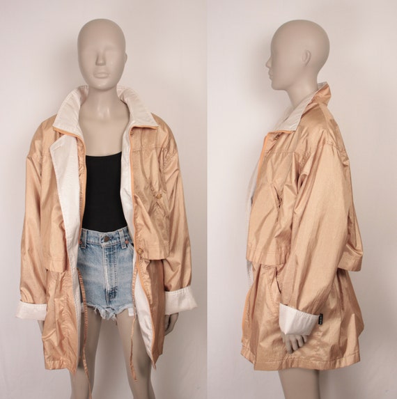 80s 90s gold windbreaker // drawstring waist - image 5