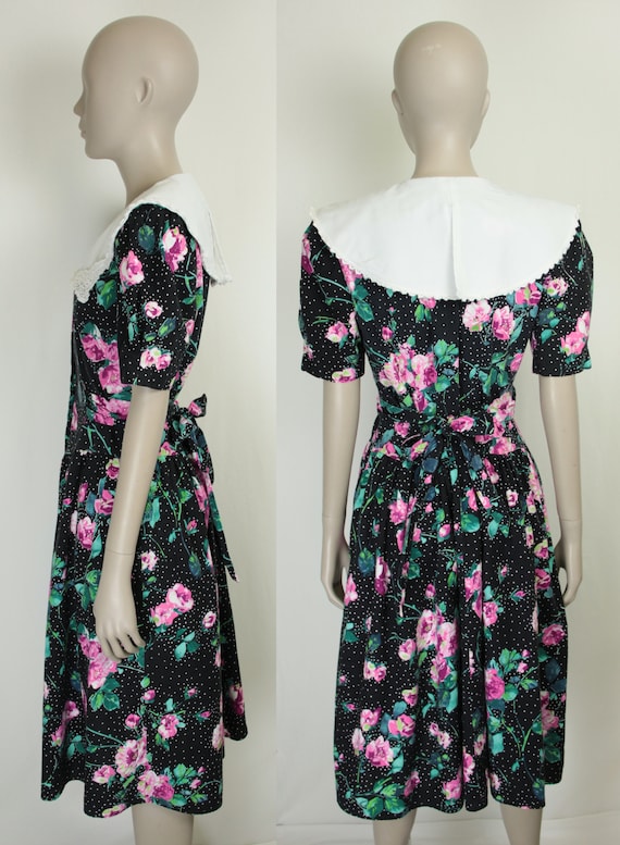 80s 90s floral print lolita dress // sailor colla… - image 6