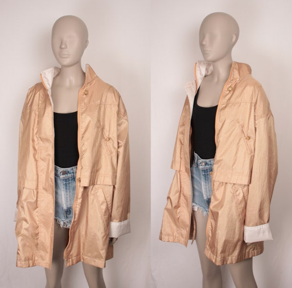 80s 90s gold windbreaker // drawstring waist - image 2