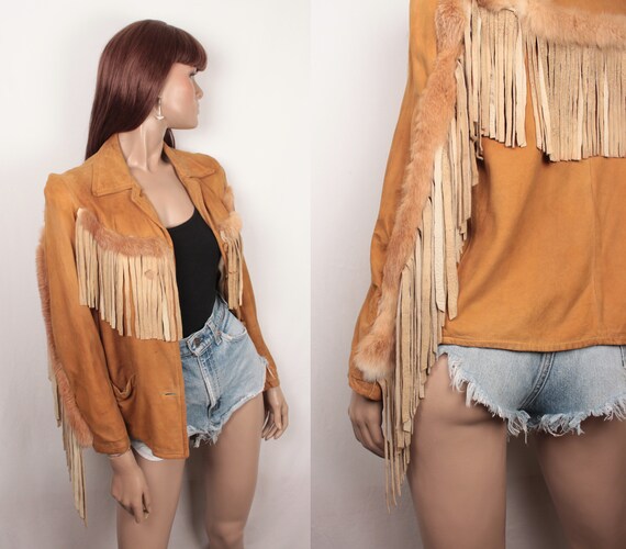 60s suede jacket // fur and fringe