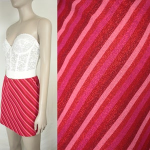 Y2K striped skirt // built in shorts // metallic pink