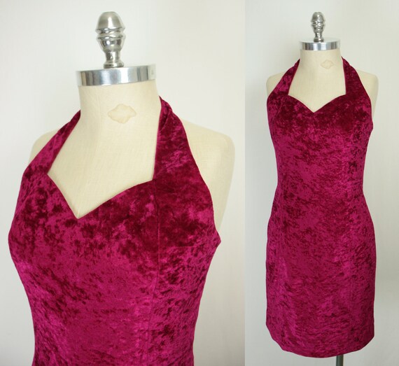crushed velvet halter dress // sweetheart neckline