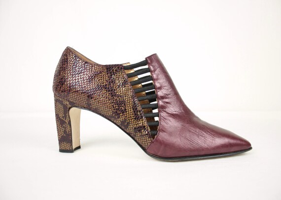 80s 90s booties // metallic snake // size 9 - image 1
