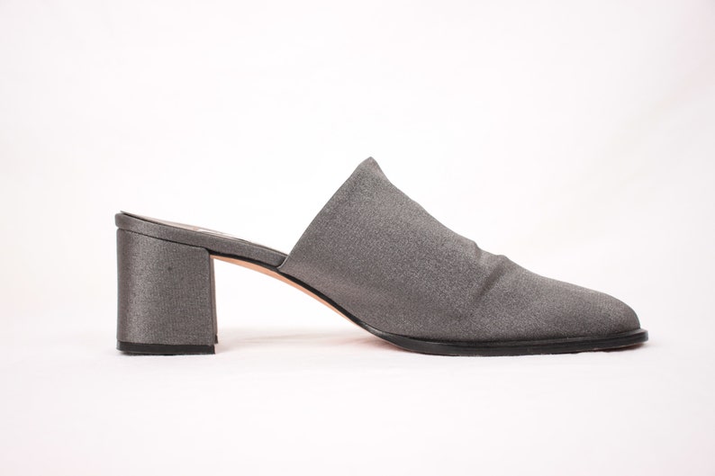 Nieman Marcus metallic graphite mules // sz 9.5AA image 2