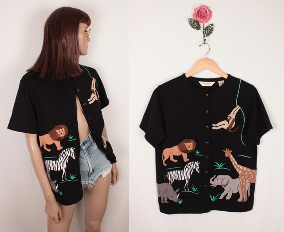 safari animal applique tee // button down