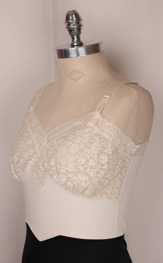 50s 60s full slip // sheer lace bust // size 34 - image 5