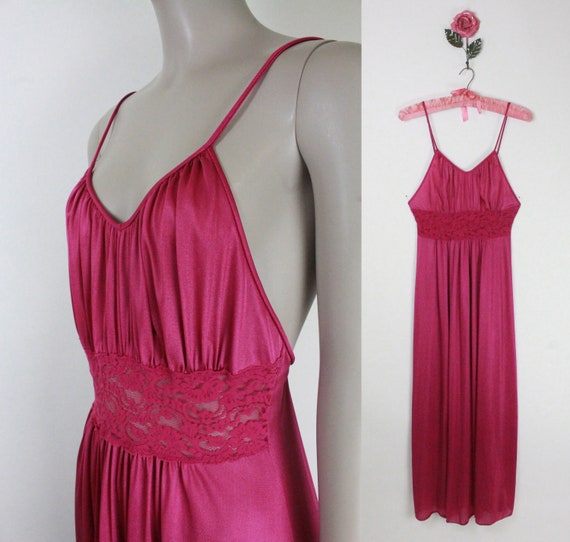 70s 80s Penney's nightgown // sheer lace // low b… - image 1