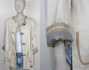 80s 90s Platinum by Dorothy Schoelen jacket // rayon linen // striped lining