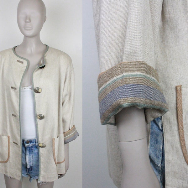 80s 90s Platinum by Dorothy Schoelen jacket // rayon linen // striped lining