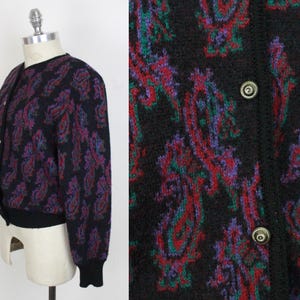 vintage wool cardigan // paisley design // designed by Deans