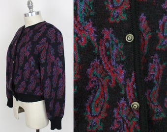 Cárdigan de lana vintage // diseño paisley // diseñado por Deans
