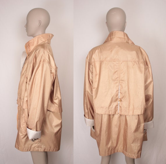 80s 90s gold windbreaker // drawstring waist - image 3