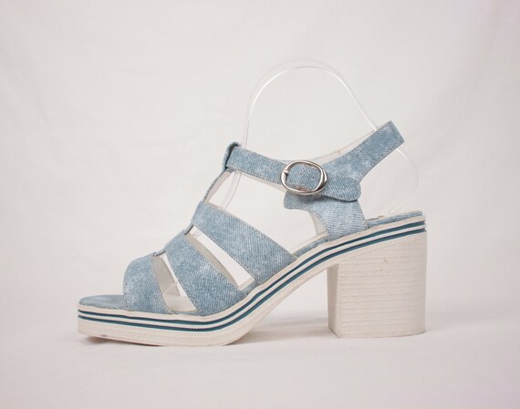 Y2K rubber sole platform sandals // faux denim //