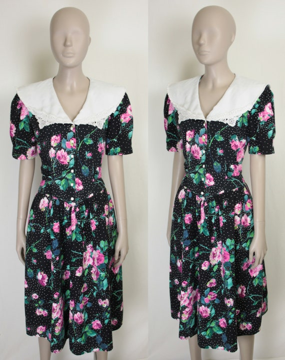 80s 90s floral print lolita dress // sailor colla… - image 5