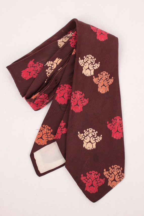 60s 70s novelty tie // crown and scepter damask - image 6