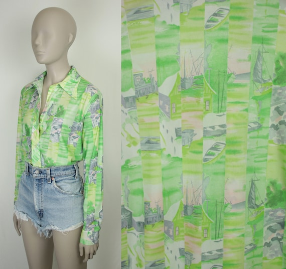 70s novelty shirt // harbor print
