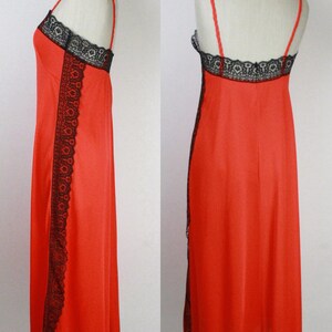 70s Gossard Artemis nightgown // side slit // black lace trim image 6