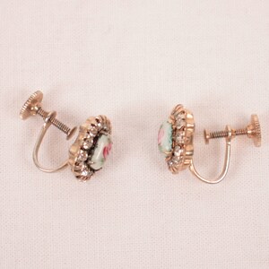 40s 50s Vargas painted earrings // screw back image 8