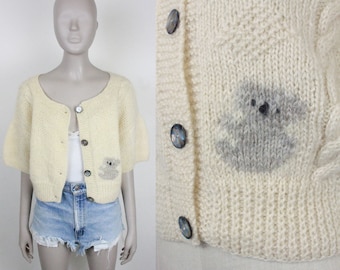 vtg koala cardigan // Inga Australia handknit // shell buttons