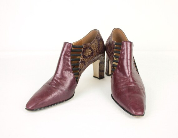 80s 90s booties // metallic snake // size 9 - image 2