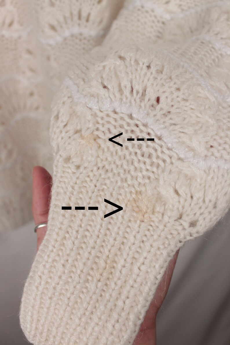 vintage knit cardigan shell pattern puff sleeves
