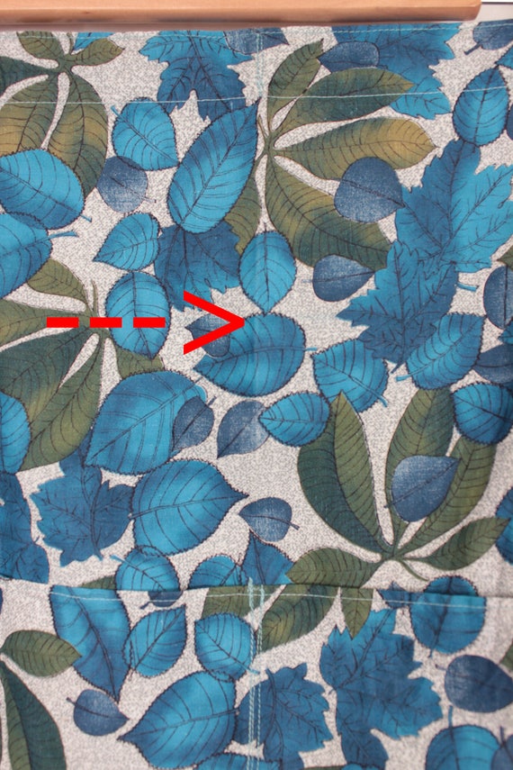 vintage leaf print apron // drawstring - image 7