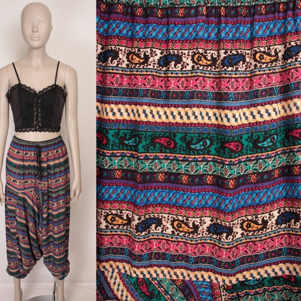 SALE // paisley print harem pants // drop crotch // elastic waist