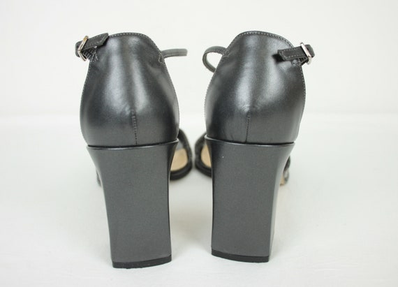 vtg square toe heels // gunmetal // size 7.5 - image 7