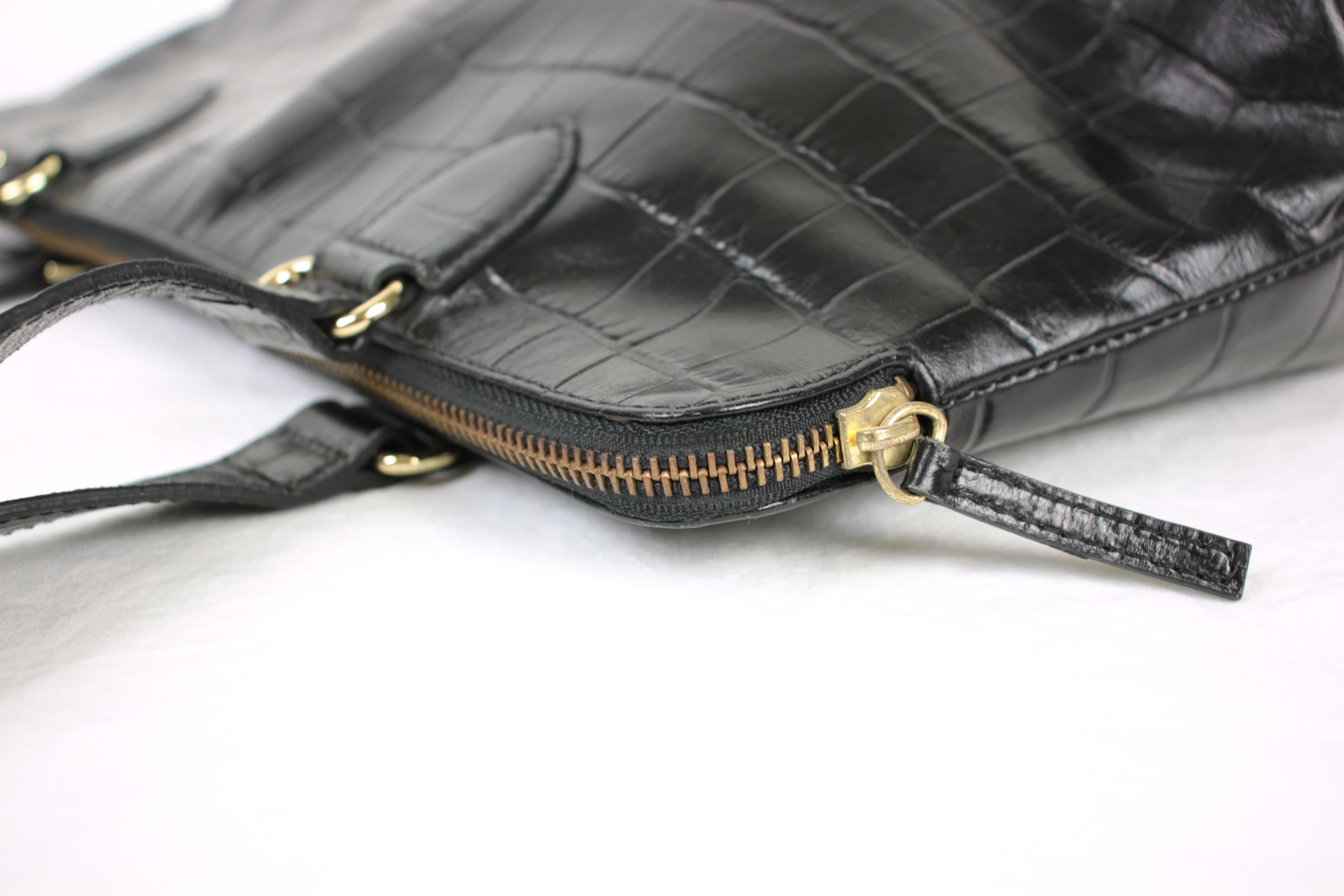 Y2K Banana Republic Black Leather Bag // Croc Embossed - Etsy