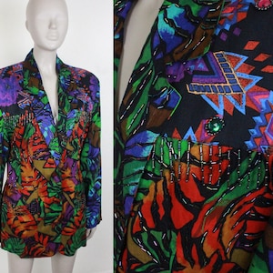 80s 90s fringed jacket // tropical and southwestern print