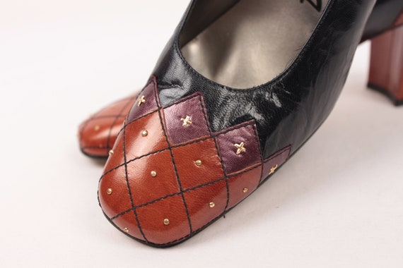 80s studded pumps // multi color leather // size … - image 1