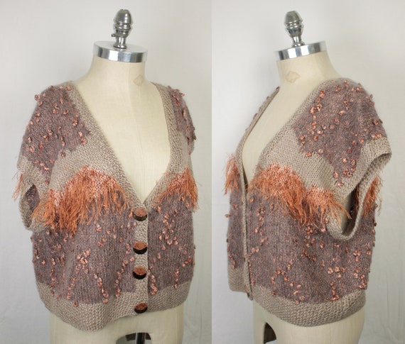 80s knit cardigan // soft and slouchy // copper a… - image 8