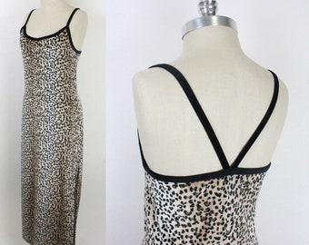 90s velour dress // side slit // leopard print