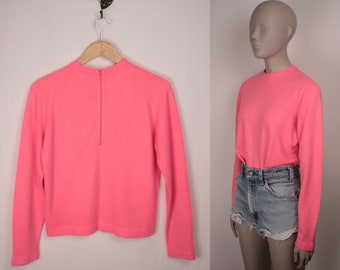 60s pink Talbott Taralan sweater // roll collar // back zipper