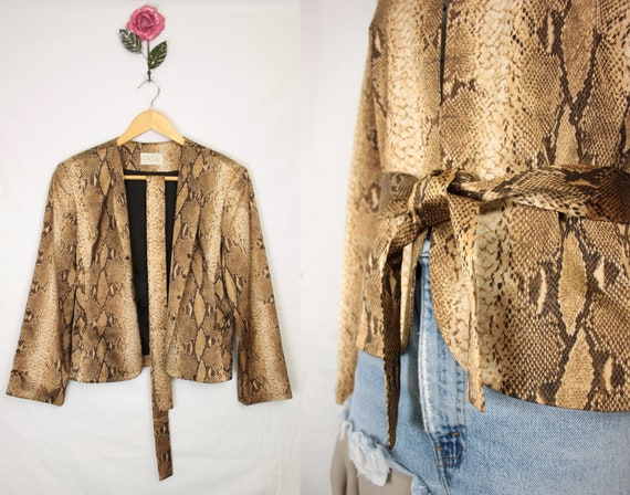 Y2K Cache jacket // satin snake print // tie waist - image 1